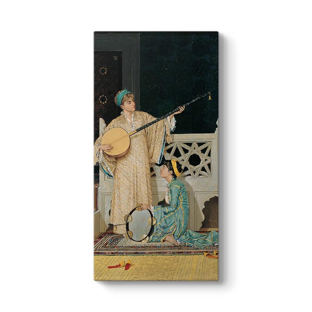 İki Müzisyen Kız Tablosu - Model 7